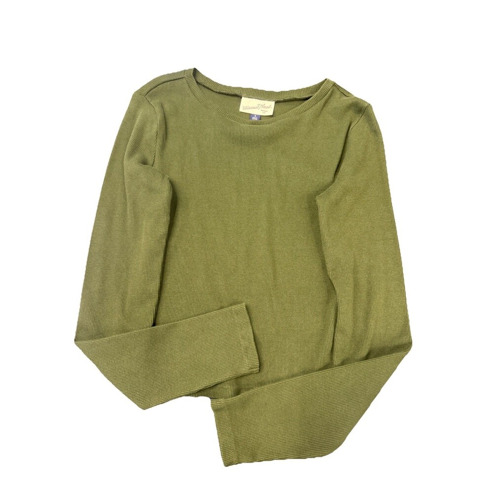 Universal Thread | Ribbed Long Sleeve Crewneck Top | L || Olive Green|